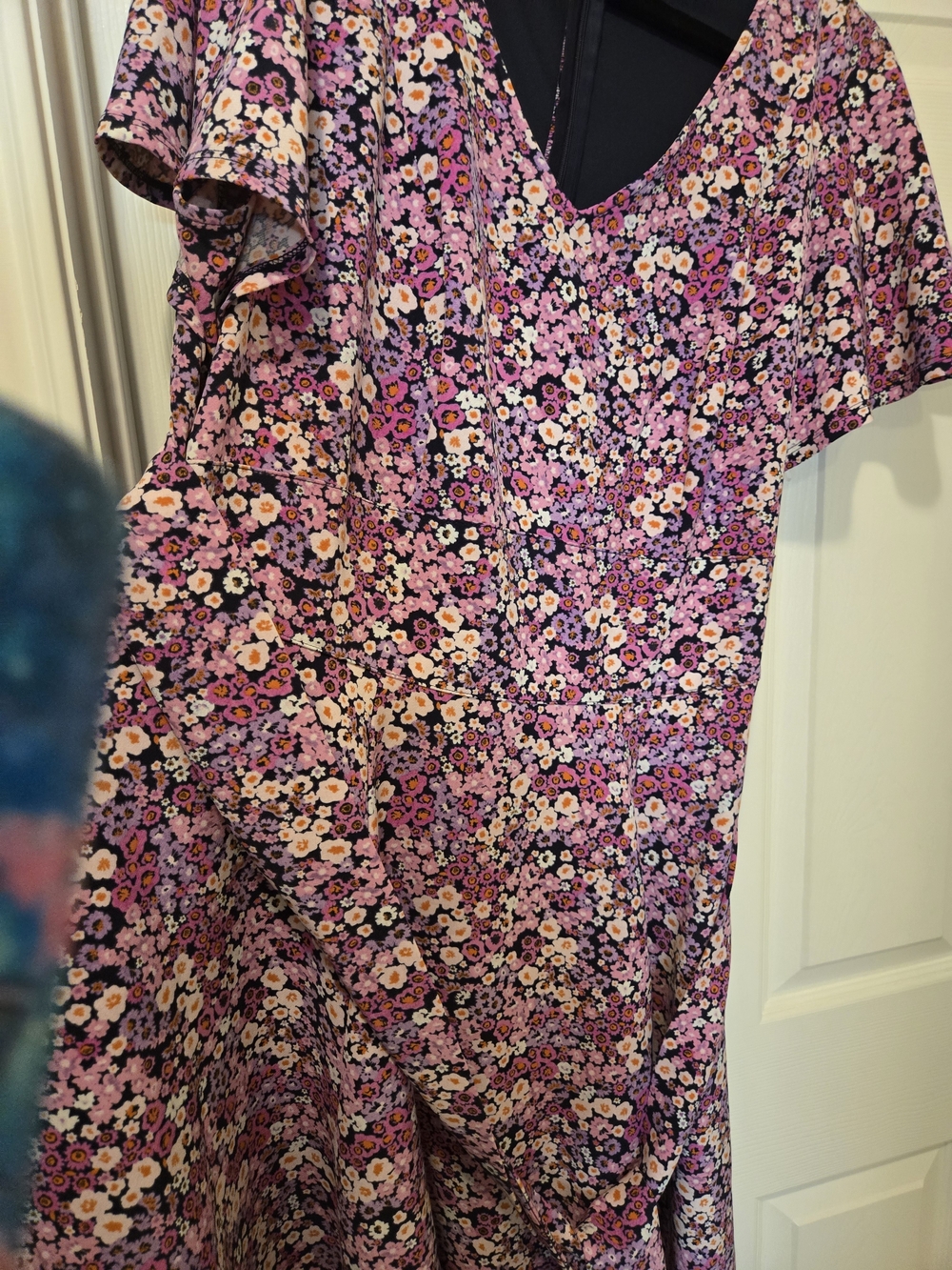 Lane Bryant Purple Floral V-Neck Midi Dress - Picture 6 of 10